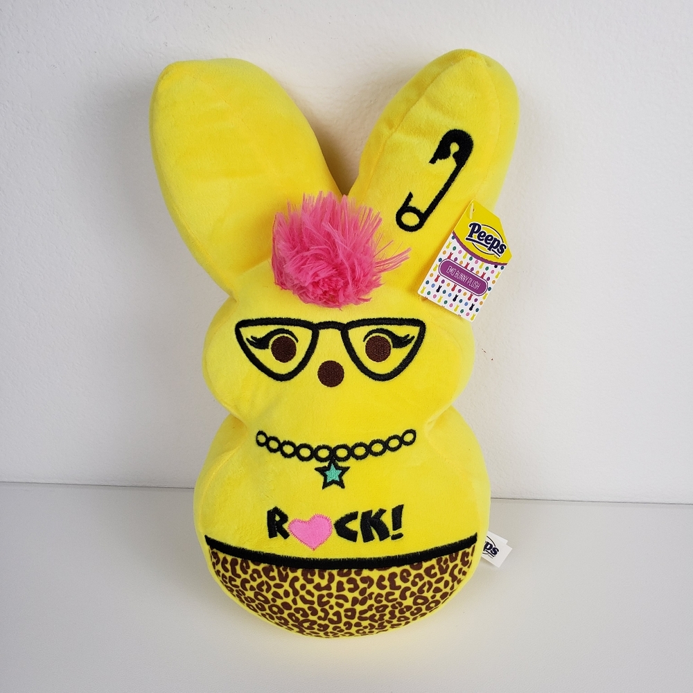 Peeps Yellow Emo Bunny 15" Easter Punk Rock Star Plush NWT